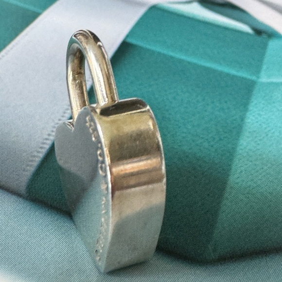Tiffany & Co. Sterling Silver 925 “I LOVE YOU”Heart Padlock Pendant Charm - Picture 8 of 9
